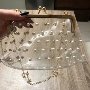 Clear Beaded Shoulder Bag